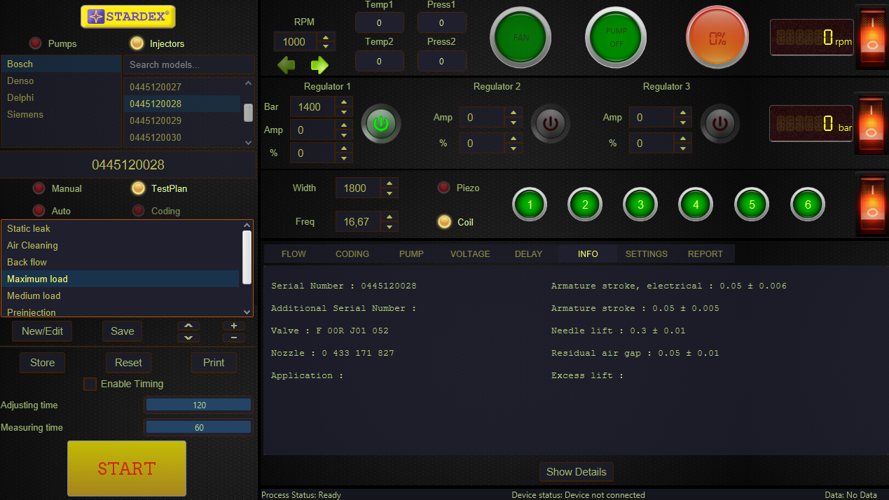 Stardex test equipment for Common Rail diesel systems Stardex Common Rail diesel test equipment